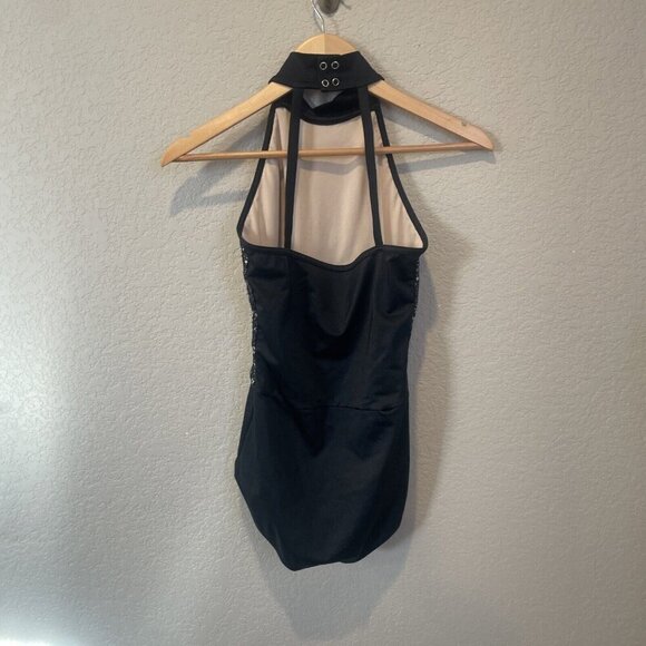 Black Jazz/Tap/Contemporary Dance Costume Weissman Sequins Lace Size XLC - Picture 4 of 10